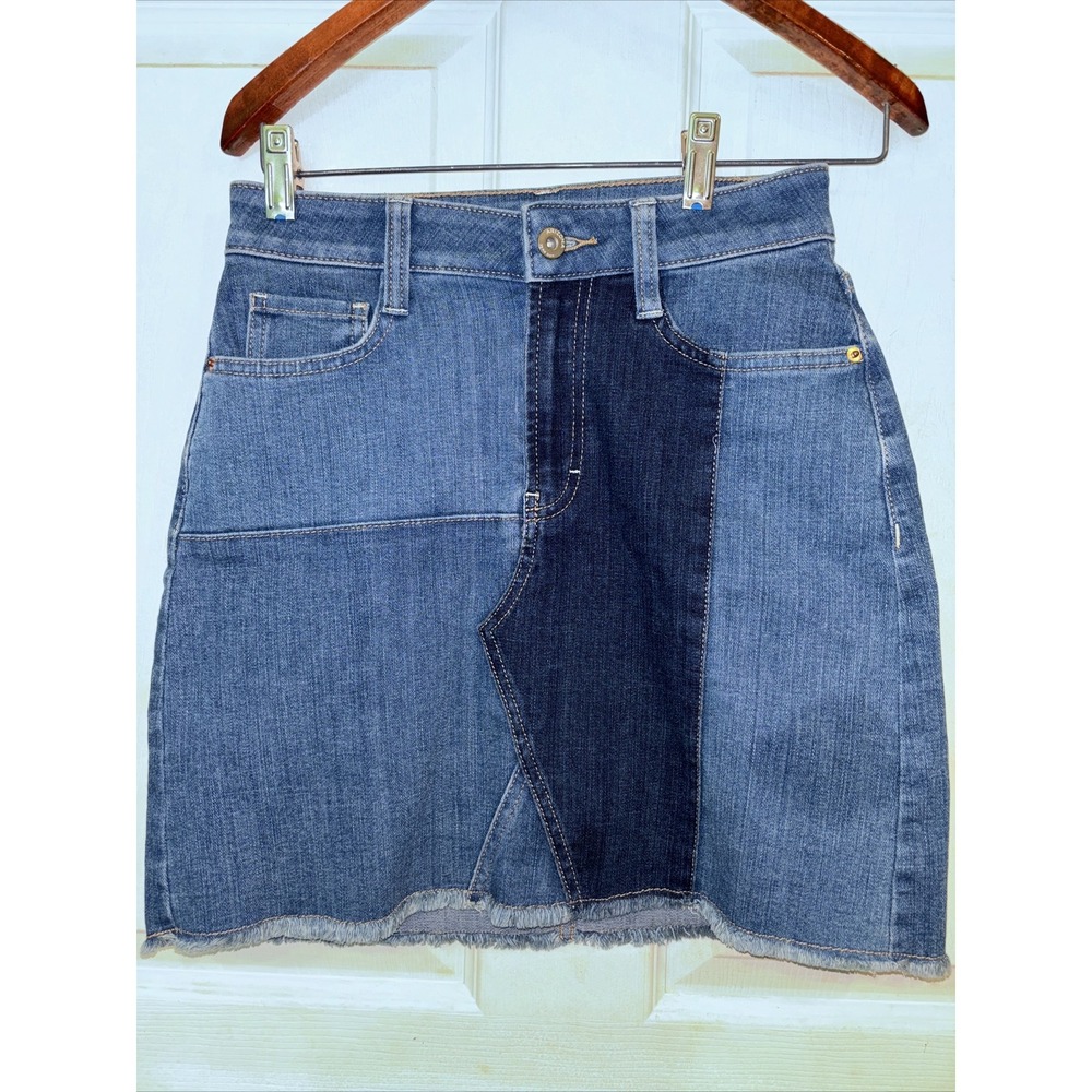 Arizona Jean Company Womens Skirt Size 3 Juniors Mixed Panel Blue Denim Jeans